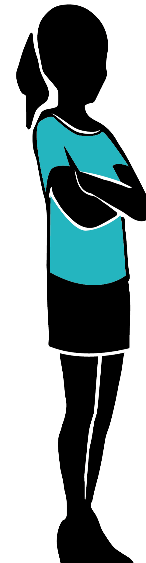 Illustration of a young entrepreneur with a ponytail and skirt